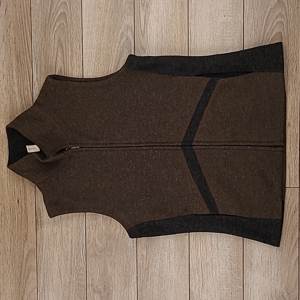 IBEX Brown Grey‎ Merino Wool Poly Blend Fleece Sz XS Womens Full Zip Vest